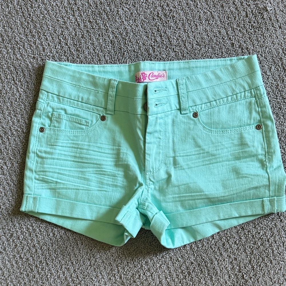Candie's Light Mint Green Cuffed Denim Shorts